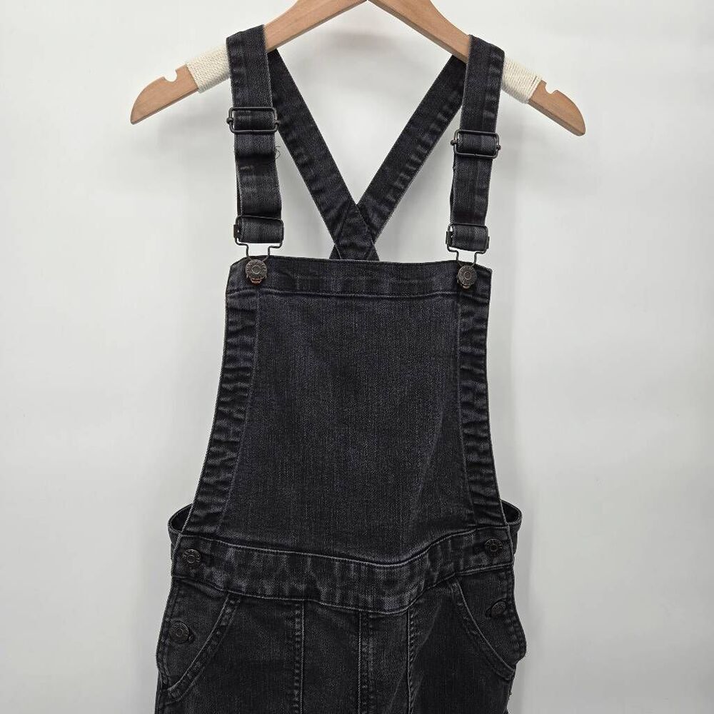 Madewell Black Denim Skinny Overalls Lunar Wash Sz Medium - Picture 2 of 7